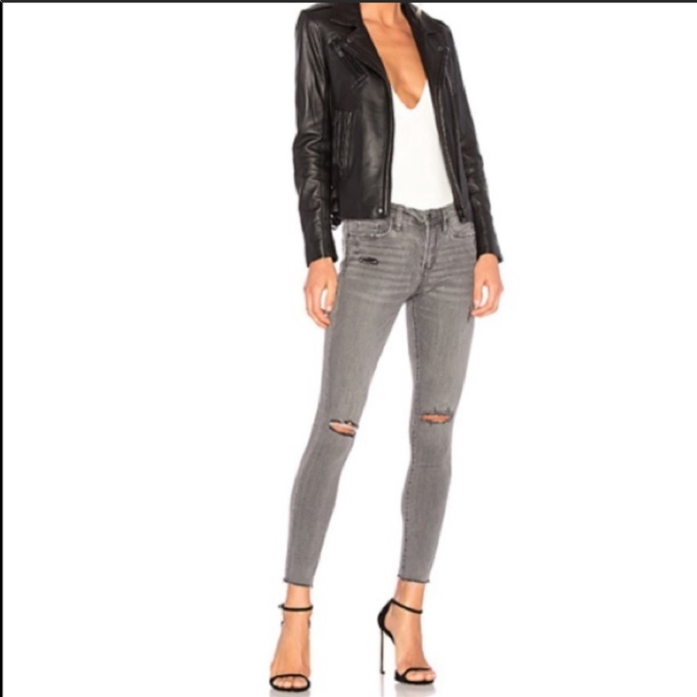 BlankNYC charcoal skinny distressed denim